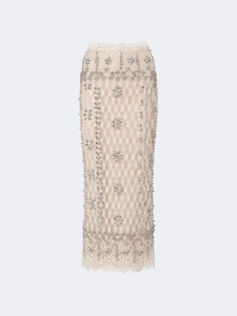 COSTARELLOS Dena embellished lace pencil skirt
