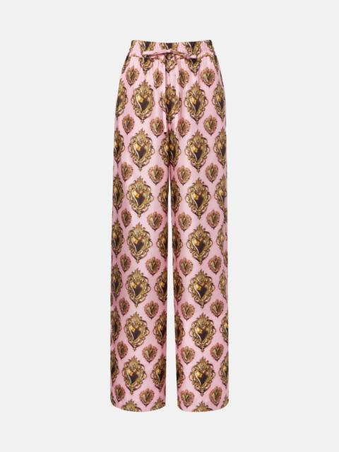 Dolce & Gabbana Printed high-rise silk palazzo pants