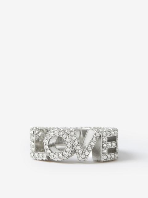 Burberry Crystal Detail Palladium-plated Love Ring