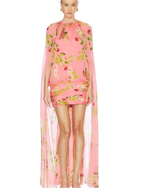 HEMANT & NANDITA Ruched Cape Mini Dress