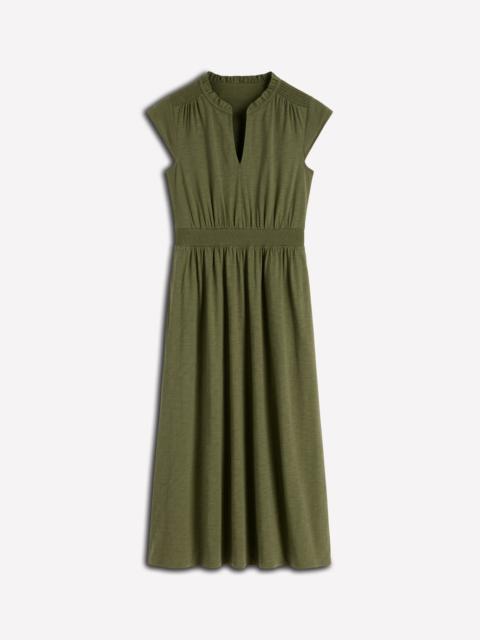BODEN Alba Smocked Jersey Midi Dress-Olive