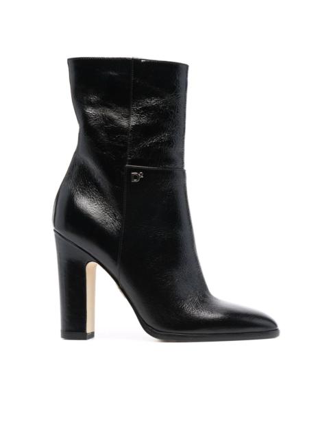 logo-plaque high-heeled leather boots