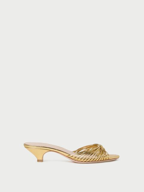 LOEFFLER RANDALL Dixie Gold Leather Kitten Heel