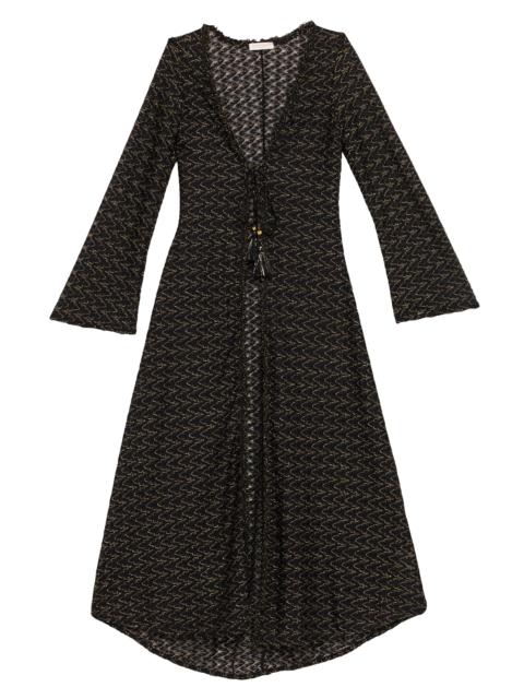 RAMY BROOK Women's Fatima Metallic Chevron Caftan - Black Gold Zig Zag