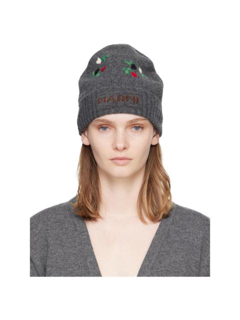 Marni Gray Wool & Cashmere Flower Beanie