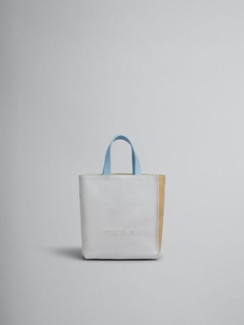 MUSEO SOFT MINI BAG IN GREY BEIGE AND BLUE LEATHER WITH MARNI MENDING