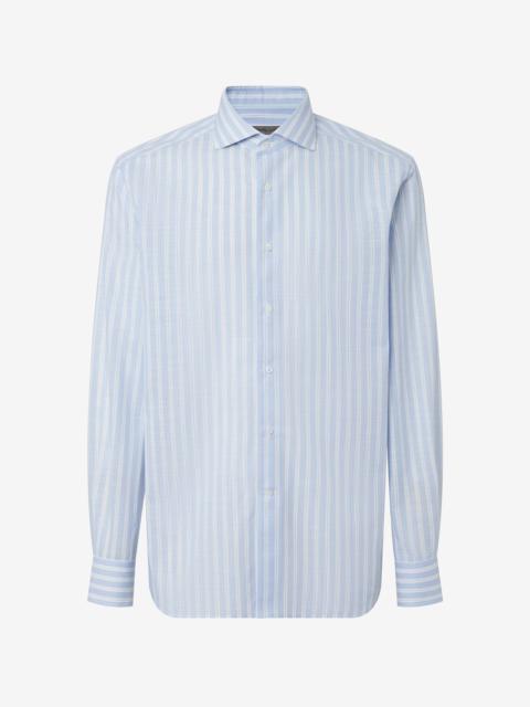 CORNELIANI Cotton shirt with light blue striped pattern