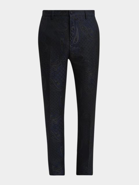 Etro Men's Paisley Jacquard Flat-Front Trousers