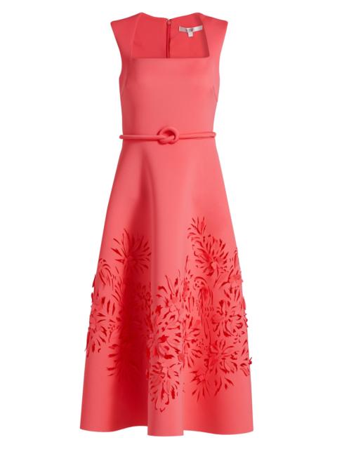 BADGLEY MISCHKA Women's Laser Cut Scuba Cocktail Dress - Coral