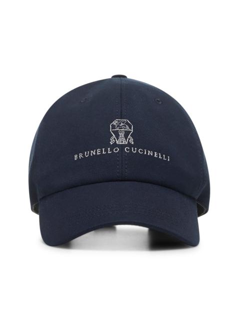 Blue gabardine logo baseball cap