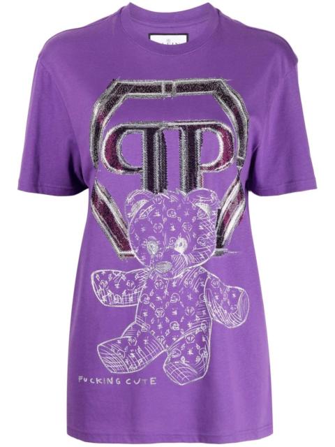 PHILIPP PLEIN Teddy bear-print cotton T-shirt