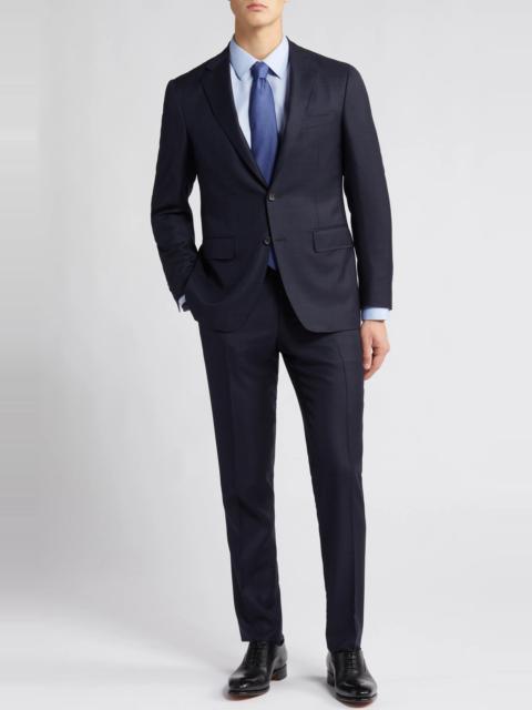 Canali Kei Trim Fit Shadow Plaid Navy Wool Suit