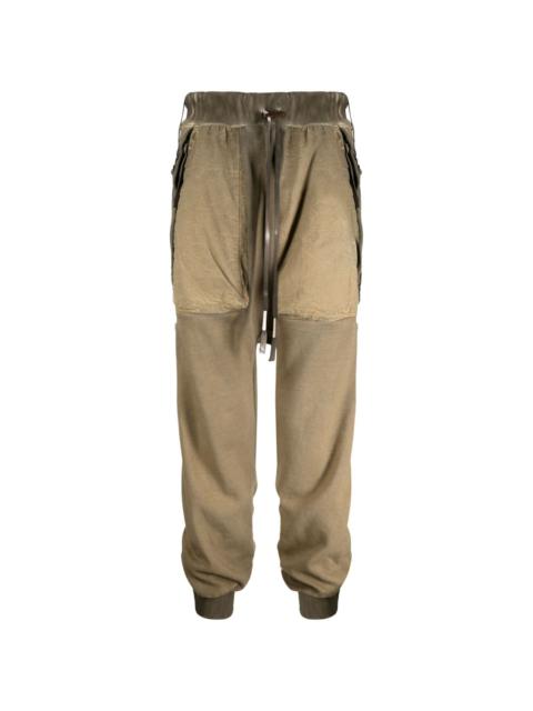 faded drop-crotch cotton track pants