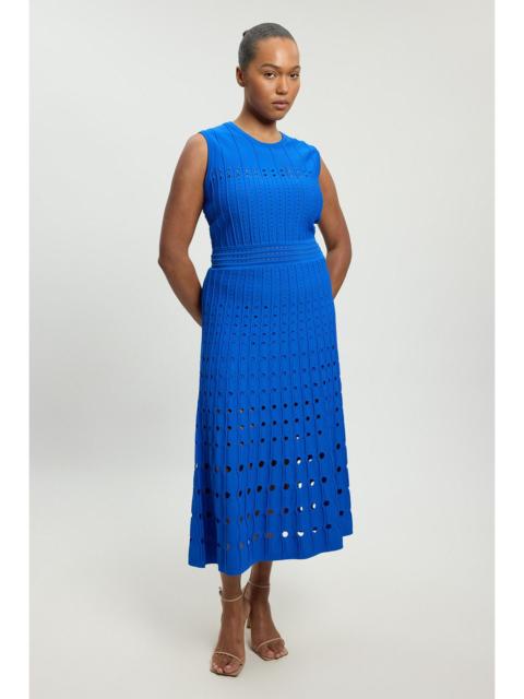 KAREN MILLEN Plus Size Knit Stitch Detail Sleeveless Midi Dress