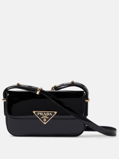 Prada Logo patent leather shoulder bag