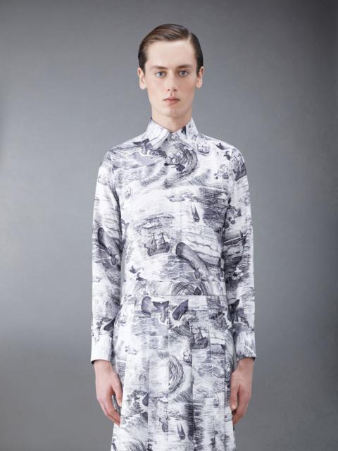 Thom Browne Nautical Toile Silk Twill Classic Fit Shirt