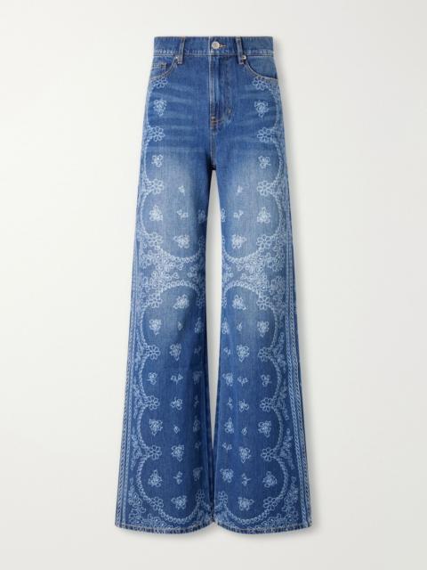VERONICA BEARD Taylor printed high-rise wide-leg jeans Mid denim