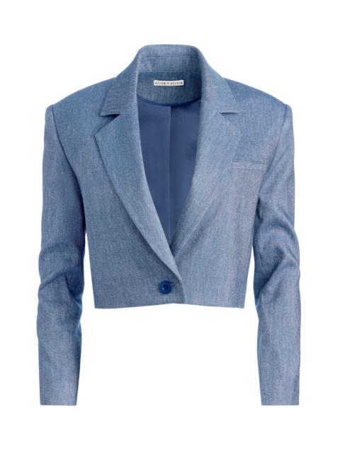 Alice + Olivia SHAN CROPPED CHAMBRAY BLAZER