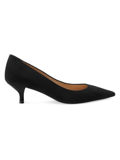 Stuart Weitzman Women's Power 50MM Suede Kitten-Heel Pumps - Black