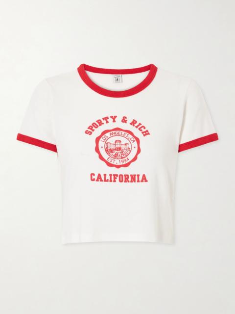 Sporty & Rich Printed cotton-jersey T-shirt White