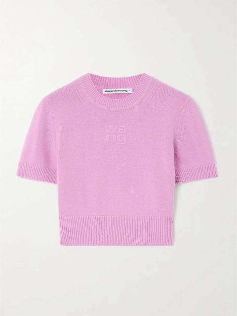 alexanderwang.t Embossed cotton and wool-blend cropped sweater