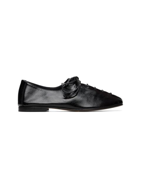 HEREU Black Plegada Crinkled Glossy Flats