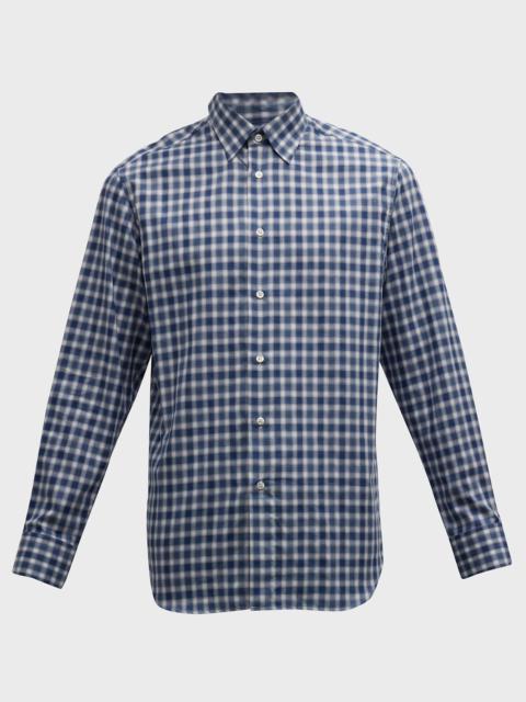 Men's Check-Print Cotton Sport Shirt