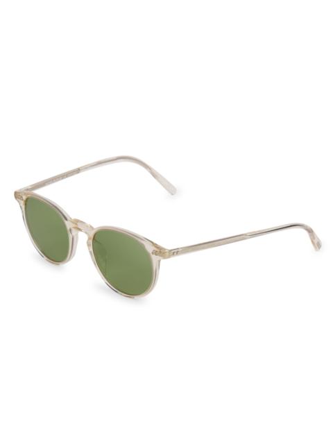 Oliver Peoples Women's Riley 49MM Black Round Sunglasses - Buff Green