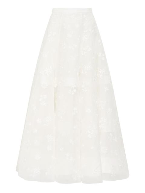 GABRIELA HEARST Sonya Mia's Flowers Maxi Skirt in Ivory Embroidered Silk Organza