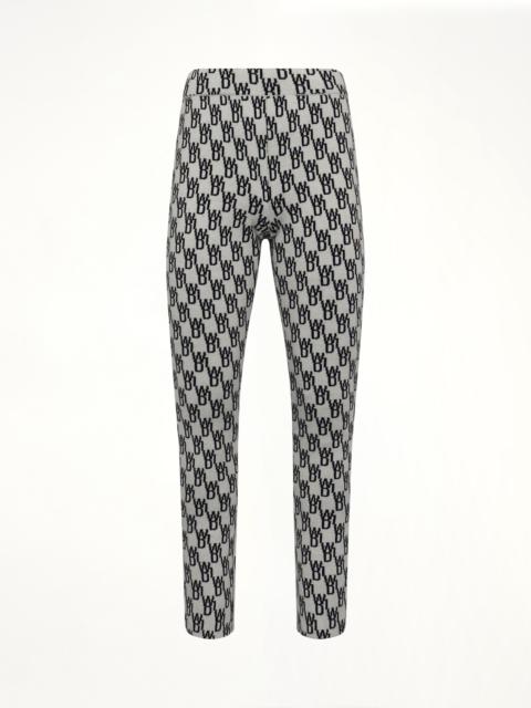 We11done Fitted Knit Side Open Jacquard Trouser in Ivory