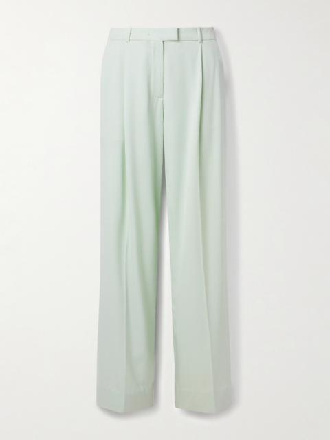 Another Tomorrow Pleated Wool-blend Wide-leg Pants