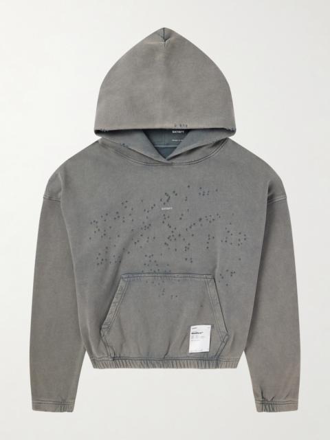 SATISFY Logo-Print Distressed Cotton-Jersey Hoodie