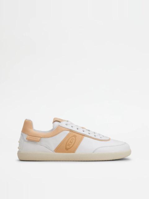 Tod's TOD'S TABS SNEAKERS IN LEATHER - BEIGE, WHITE