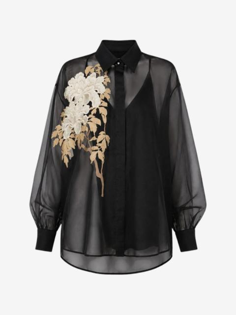 Max Mara floral-embroidery silk shirt