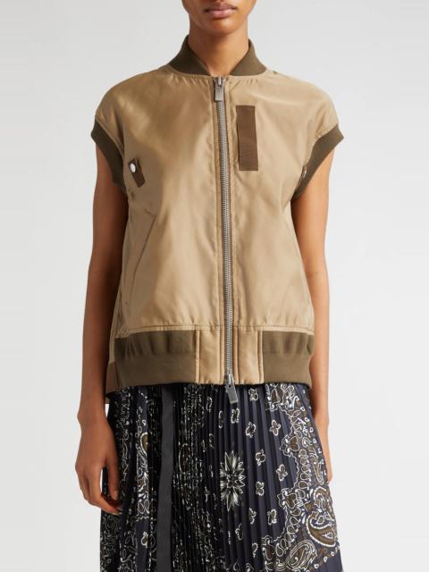 Twill Knit Nylon Vest in D/Beige