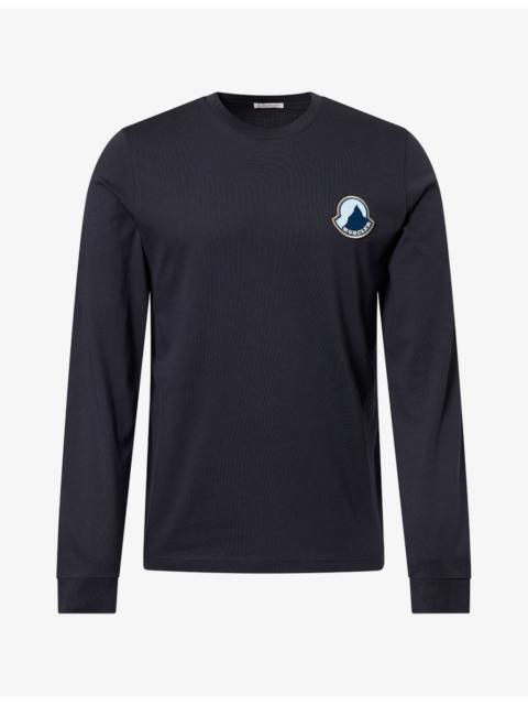 Moncler Mountain Logo-Patch Long-Sleeve Cotton T-Shirt