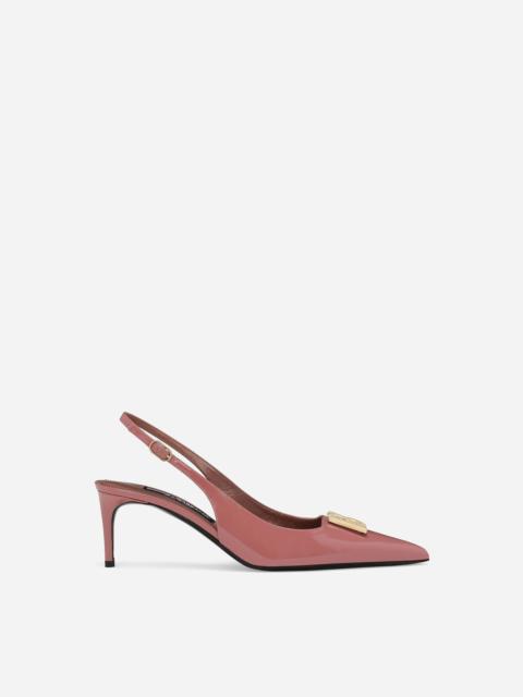 Polished calfskin slingbacks