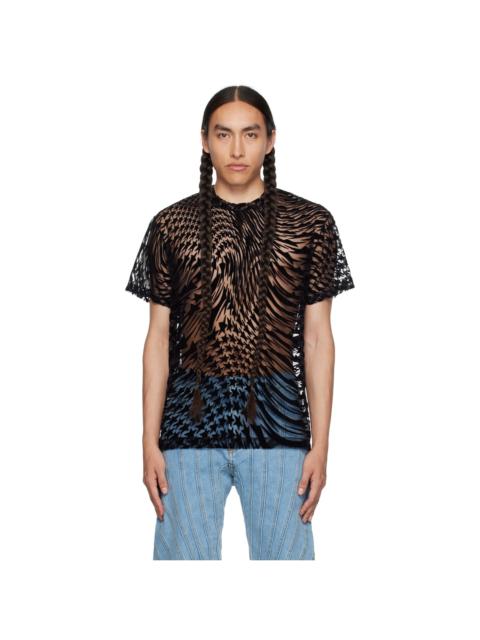 MUGLER Black Flocked Star T-Shirt