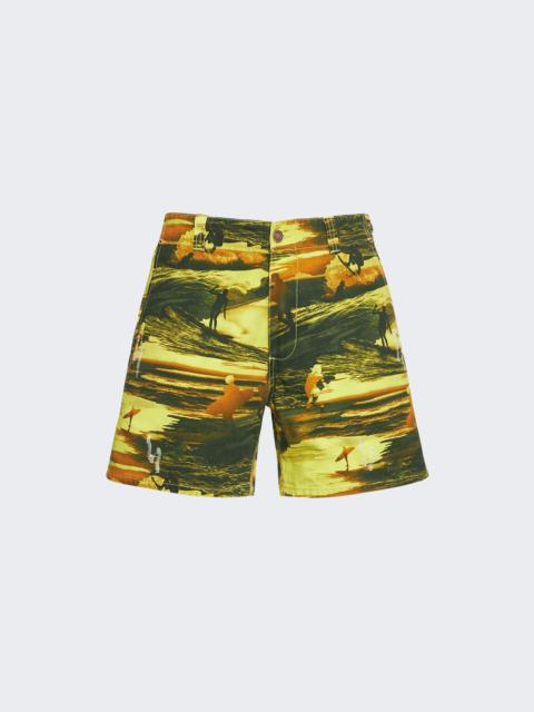 ERL Unisex Printed Cargo Shorts Acid Sunset