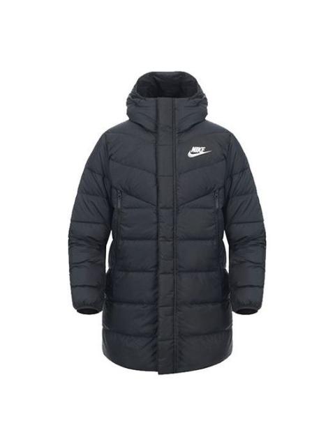 Men's Nike Casual Stay Warm Logo Mid-Length Hooded With Down Feather Jacket Black AO8915-010