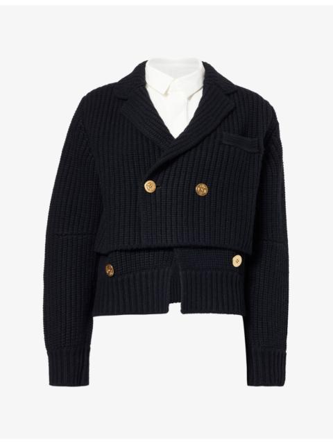 sacai Contrast-Layer Knitted Wool Jacket