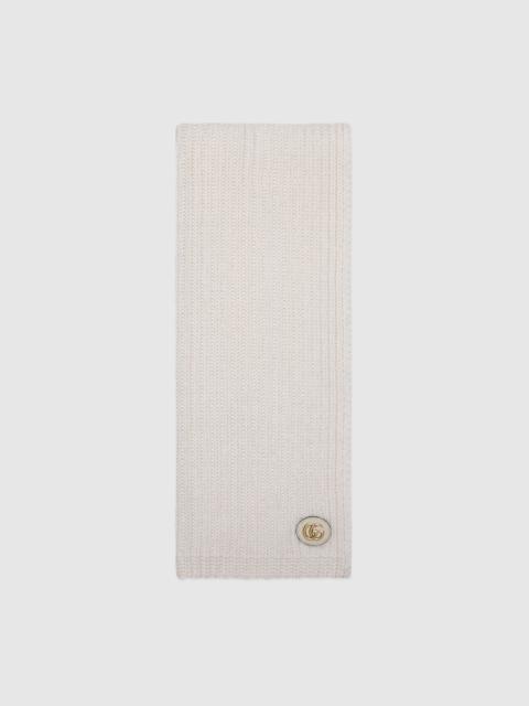 GUCCI Knit wool scarf with patch