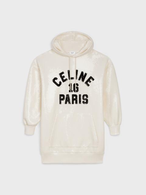 CELINE EMBROIDERED CELINE 16 HOODIE IN COTTON FLEECE