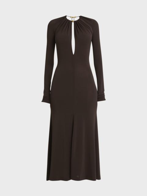 FERRAGAMO Long-Sleeve Halter Jersey Dress
