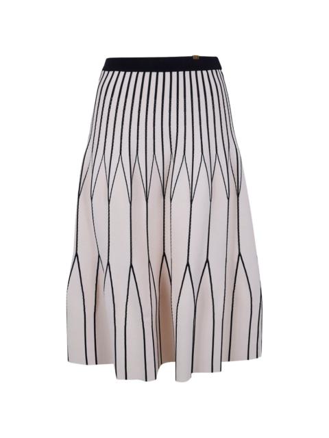 ELISABETTA FRANCHI A-line striped midi skirt