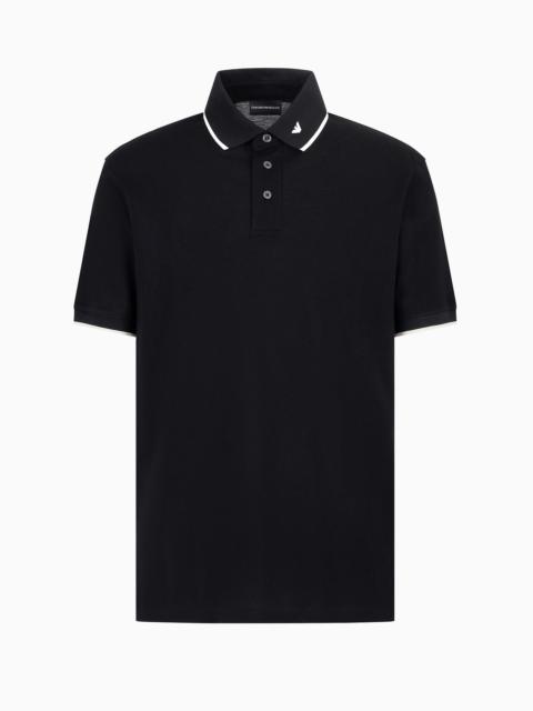 Mercerised piqué polo shirt with micro eagle embroidery