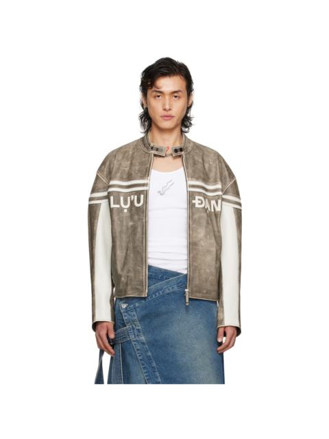 LU'U DAN Gray Moto L-D Leather Biker Jacket