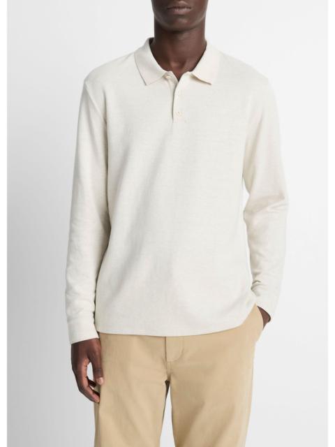 Vince Heathered Double-Face Cotton-Blend Polo Shirt