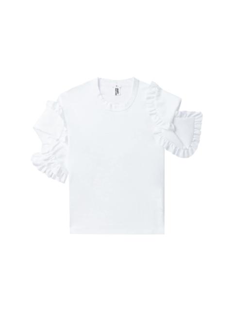 ruffle-sleeves cotton T-shirt