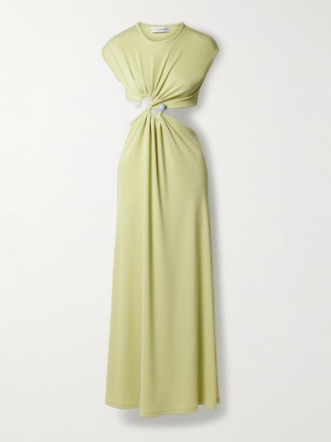 CHRISTOPHER ESBER Embellished Cutout Ribbed-knit Maxi Dress
